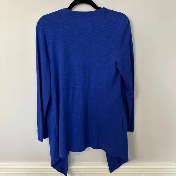 Chico's The Ultimate Tee Cotton Slub Cardigan Royal Blue Long Sleeve Size S GUC - Picture 7 of 7